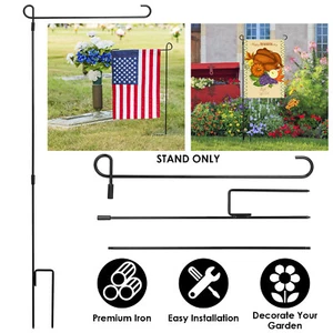 36" Garden Flag Pole Holder Stand Stake Poles Banner Flagpole Wrought Iron - Picture 1 of 9