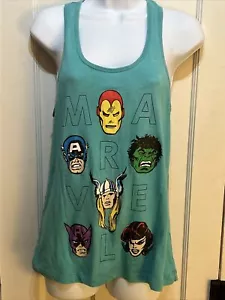 Marvel Comics Women's M Marvel Characters Teal Aqua Racerback Graphic Tank Sz M - Picture 1 of 7