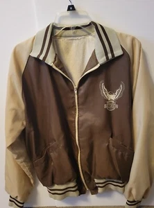 VTG 70's Vintage Harley Davidson Track Jacket MADE IN USA Brown/Cream Mens Small - Picture 1 of 15