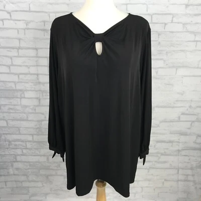 Susan Graver Liquid Knit Black Tunic Top Shirt Long Sleeves Size 5X Slinky - Image 1 of 4