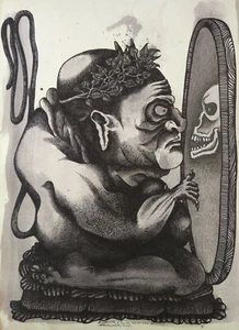 José Lorenzo Moya. Dibujo.ESPEJITO, QUIÉN ES EL MÁS BONITO. Cubano. FICHADO. 2017 - Imagen 1 de 3