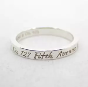 Tiffany & Co. Sterling Silver 925 Notes 727 Fifth Avenue New York Band Ring Used - Picture 1 of 4