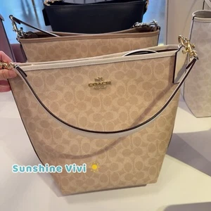 NWT Coach City Large Bucket Bag In Signature Canvas CT802 Gold/Sand/Chalk - Picture 1 of 9