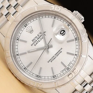 ROLEX DATEJUST 16264 TURN-O-GRAPH THUNDERBIRD 18K GOLD STEEL 36MM SILVER WATCH - Picture 1 of 11