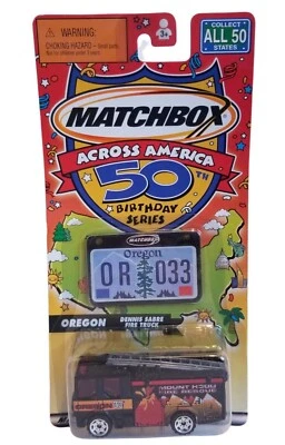 Vtg FIRE TRUCK Matchbox Across America 50th Birthday OREGON 2001 Dennis Sabre - Image 1 of 4