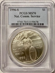 1996-S National Community Service Silver Dollar PCGS MS-70  - Picture 1 of 4