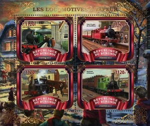 Steam Locomotive Transportation Train Souvenir Sheet of 4 Stamps Mint NH - Picture 1 of 1