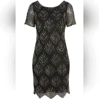Pisarro Nights Sequin Beaded Evening Formal Cocktail Dress Black Size 12 - Image 1 of 4