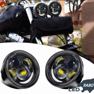 2PCS 4.65" Dual LED Headlights DRL High Low Beam For Harley Fat Bob FXDF 2008-16 - Picture 1 of 7