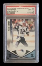 2011 panini gridiron gear #4 tom brady; blue SSP platinum Xs /25 PSA 10  (POP 1)