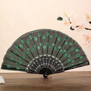 Green Plastic Vintage Hand Fans for 