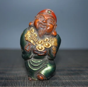 Collect Hand-Painted Boxwood Wealth Figurines Handicrafts and Ornaments - Picture 1 of 7