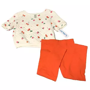 Carters 4T Toddler Girls Sweatshirt and Pants 2 Pc Set Strawberry Cherry Red - Picture 1 of 4