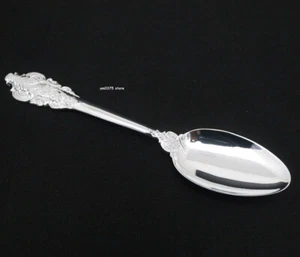 Pure 999 Fine Silver Spoon Healthy Dinnerware Lucky Pattern Handle Soup Spoon   - Picture 1 of 7
