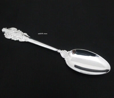 Pure 999 Fine Silver Spoon Healthy Dinnerware Lucky Pattern Handle Soup Spoon   - Image 1 of 4