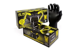 Schwarze Mamba superstarke strapazierfähige Mechaniker Werkstatt Einweg Nitril Handschuhe - Bild 1 von 1