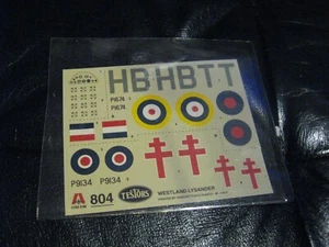 Decal Sheet from a Westland Lysander Testors kit in 1/48 scale - Picture 1 of 1