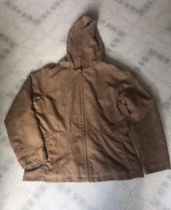 Cabela's Women Suede Look Lined Full Zip Coat Large Brown Decorative Stitch - Picture 1 of 5