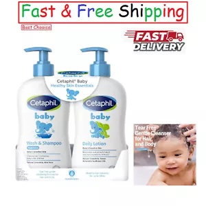 Cetaphil Baby Wash & Shampoo Plus Body Lotion, Healthy Skin Essentials, 2-Pack. - Picture 1 of 3