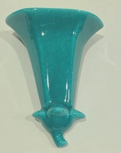 Morning Glory Flower Wall Pocket Abingdon Pottery Blue Green c. 1936-1950s - Picture 1 of 4