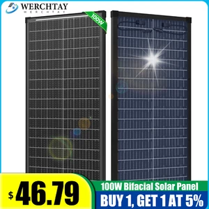 100Watt Bifacial Solar Panel 12V Mono Home PV Power Off-Grid Boat Power Werchtay - Picture 1 of 22