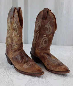 Justin BRL103 Women's Leather Snip Toe Cowgirl Western Boots Brown Size 7.5 B - Picture 1 of 14