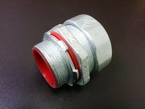 (2 pc) Liquid Tight Connector Straight Insulated Malleable Iron 1-1/2" Conduit - Picture 1 of 4