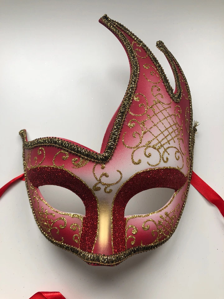 MYGLOWSTICKS.CO.UK Red Half Face Masquerade Mask, Venetian Style New Years Eve Ball Unisex Masks