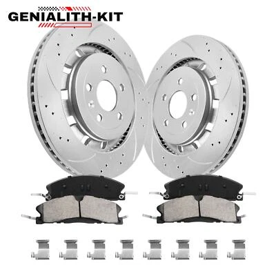 352mm Front Drilled Rotors and Brake Pads for Ford Explorer Flex Lincoln MKS MKT Foto 1 de 4