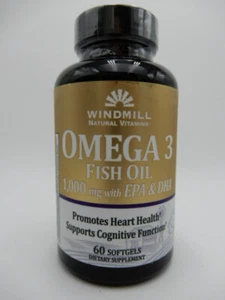 (2PK) Windmill Omega-3 Fish Oil 1000 mg w/ EPA & DHA, 60 Softgels 035046003432VL - Picture 1 of 3