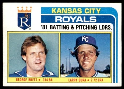 1982 Topps Royals Team Leaders - George Brett/Larry Gura Kansas City Royals #96 - Image 1 of 2