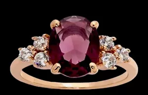 18 Kt rosévergoldeter kubischer Zirkonia Größe 7 Cocktailring in Box - Bild 1 von 2