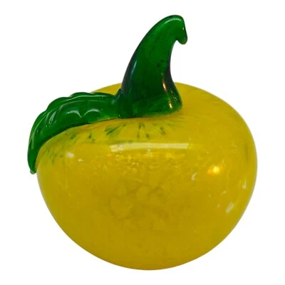 Art Glass Yellow Fruit Apple Paperweight - Image 1 of 4