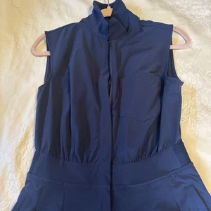 Athleta Brooklyn Heights Wide Leg Jumpsuit Navy Blau Gr. 2 XS Strampler Ärmellos - Bild 1 von 12