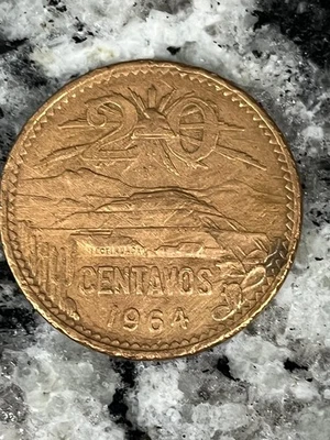 1964 年 20 Centavos Teotihuacan 墨西哥硬币 KM440 28.5 毫米 Ø 青铜 — 第 1/2 张图片