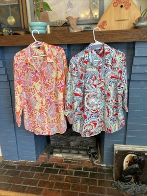 Chaps Ralph Lauren Sin Hierro 2X Lote de 2 Camisas de Cachemira Con Botones Medios Mixtos Foto 1 de 4