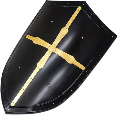 Escudo guerrero medieval caballero templario cruzado 18G 24 pulgadas acero Foto 1 de 4