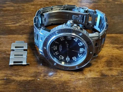 HERMÈS Orologio Uomo Hermes Clipper Diver Data Analogico Quadrante Grigio CL7.710 Funzionante