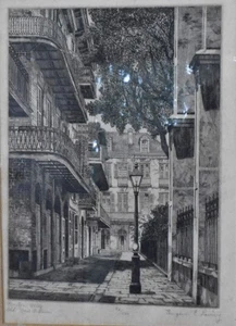 Eugene E Loving Etching Maison Seignouret Court Old New Orleans Signed Numbered - Bild 1 von 8