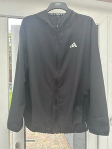 adidas Mens Run It Black Hooded Lightweight Running Jacket Size M IP7230 Vgc - Picture 1 of 15