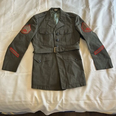 Chaqueta de vestir verde uniforme de colección Marine Corp 40R - 30L pantalones con camisa 15 1/2 X 32 Foto 1 de 4