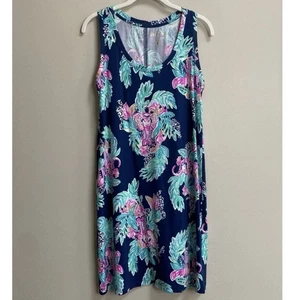 Abito Tank Raylee Lilly Pulitzer Inky Navy Stampa Arachidi Galleria Taglia XS - Foto 1 di 11