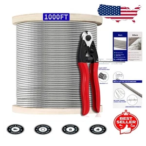 Langlebiges 1/8 Zoll Edelstahl Drahtseil Kabel - 1000 Fuß für Geländerinstallationen - Bild 1 von 9