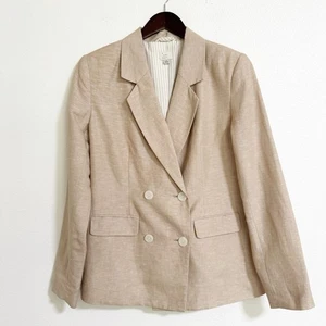 A New Day Leinenmischung zweireihiger klassischer Blazer hellbraun beige Größe 8 - Bild 1 von 10