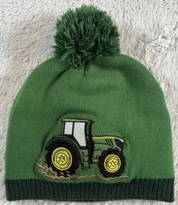 John Deere Beanie Sockenmütze Kleinkind grün Traktor "So roll ich" Bommel - Bild 1 von 5
