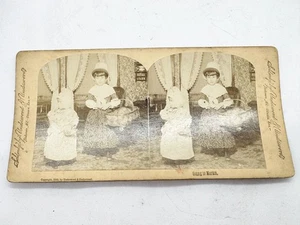 ANTIQUE STEREOVIEW PHOTO CHILDREN IN COSTUME GOING TO MARKET 1890 UNDERWOOD - Picture 1 of 10