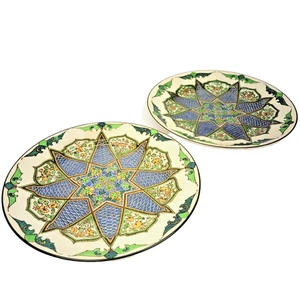 Antique Royal Doulton Inlaid Star Dinner Plate "Floral Patt E" Green Blue 10.25" - Picture 1 of 12