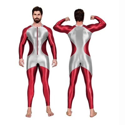 AMORESY Mens Shiny Swimsuit Jupsuits Fitness Sportswear Catsuit Overalls Playsut - Image 1 of 4