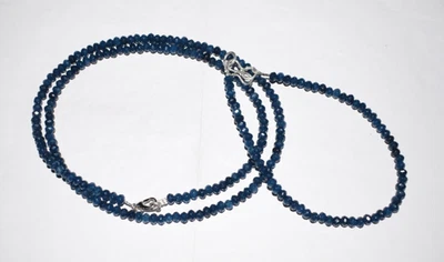 Zaffiro Giada Gemma Rondella Sfaccettato Argento Sterling 14 " Collana 9 " - Immagine 1 di 4