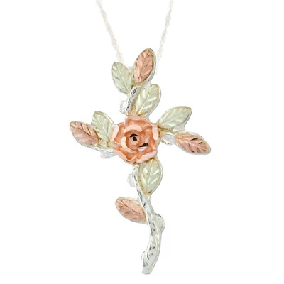 Mt. Colgante Cruz Rushmore Black Hills Oro Rosa y Hoja Plata de Ley .925 Foto 1 de 2